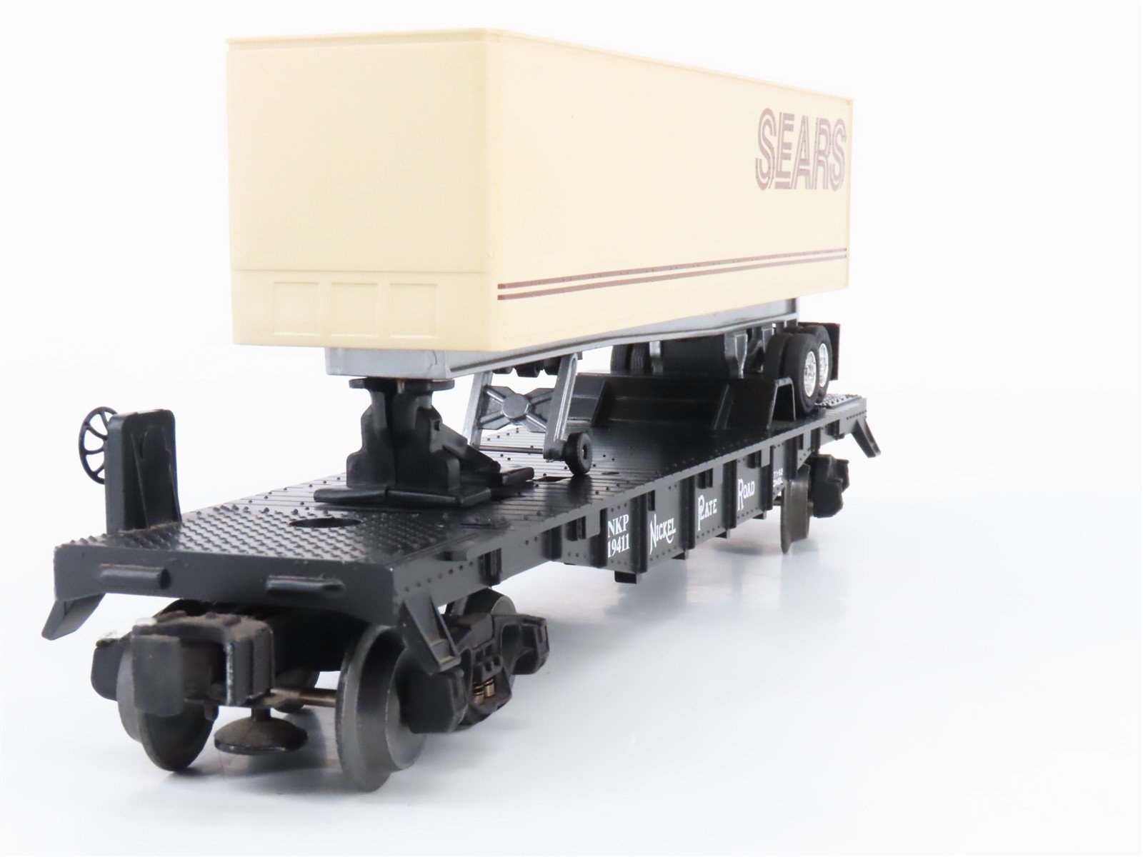 O Gauge 3-Rail Lionel 6-19411 NKP Nickel Plate Road Flat Car w/ Sears Trailer