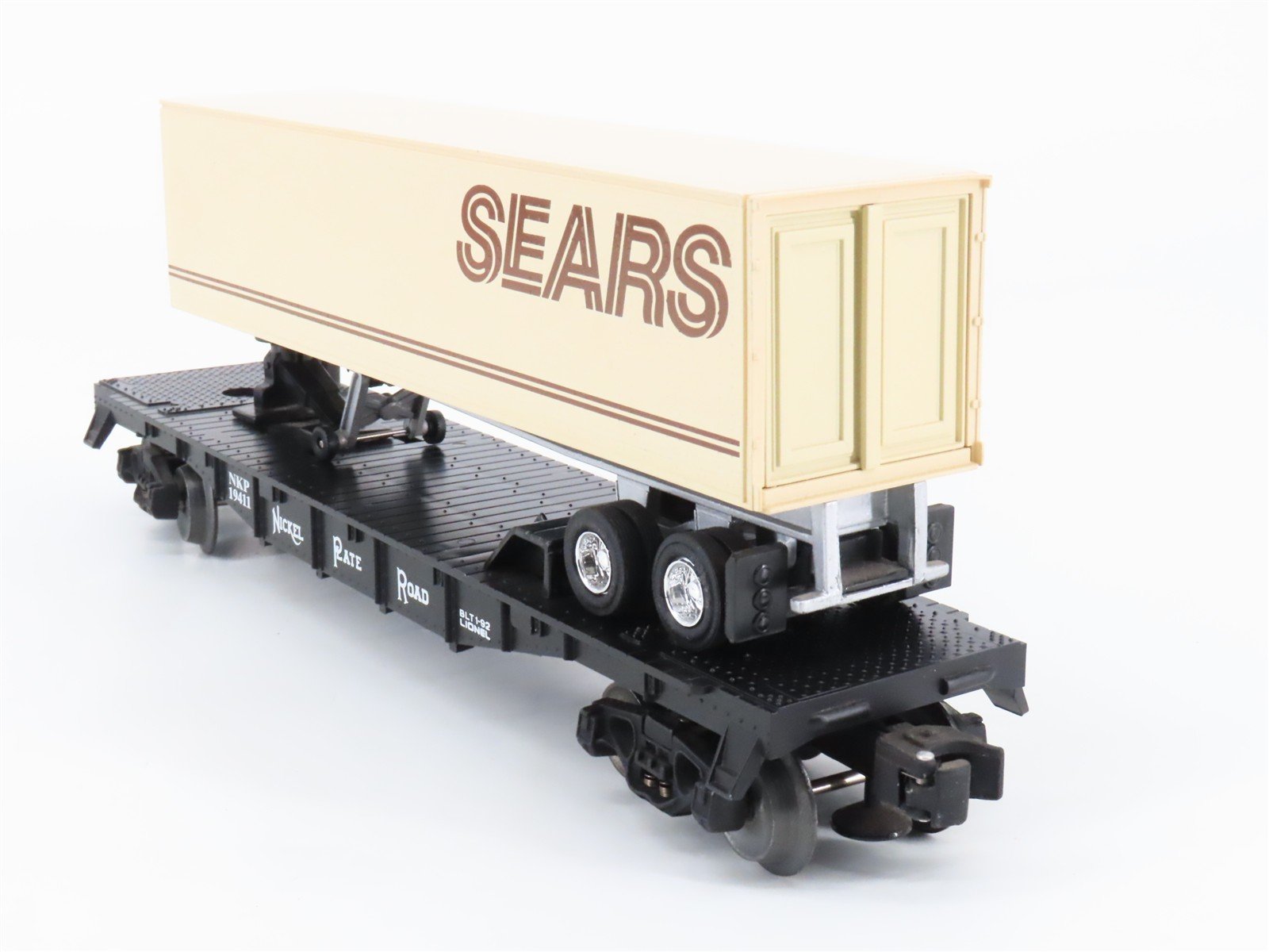 O Gauge 3-Rail Lionel 6-19411 NKP Nickel Plate Road Flat Car w/ Sears Trailer