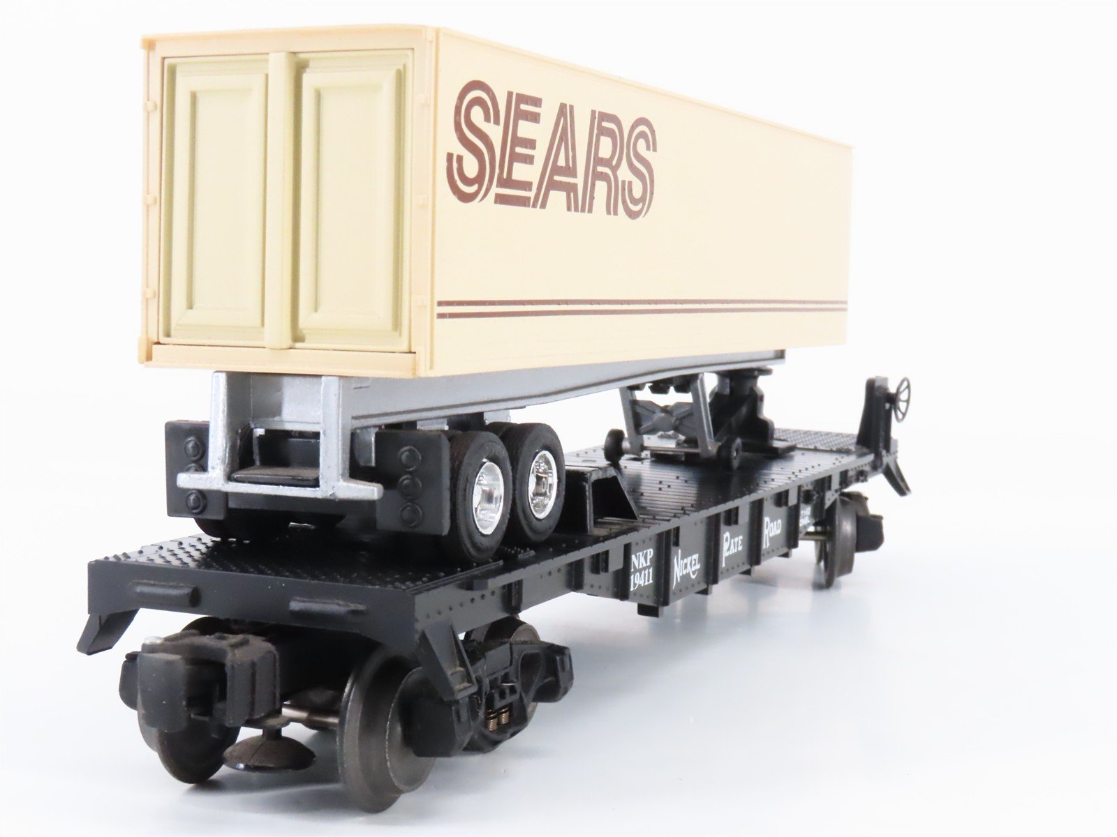 O Gauge 3-Rail Lionel 6-19411 NKP Nickel Plate Road Flat Car w/ Sears Trailer