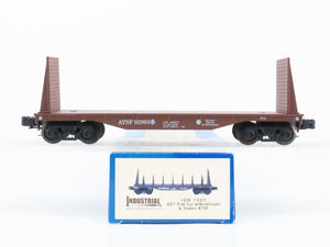 O27 Gauge 3-Rail Industrial Rail IDM 7503 ATSF Santa Fe Bulkhead Flat Car #92993