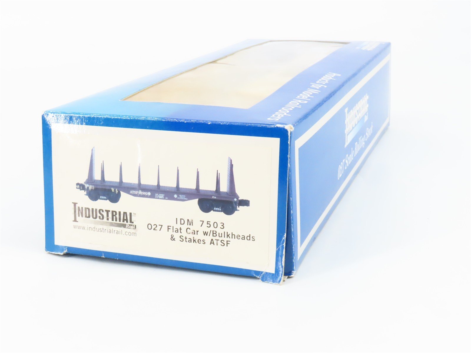 O27 Gauge 3-Rail Industrial Rail IDM 7503 ATSF Santa Fe Bulkhead Flat Car #92993