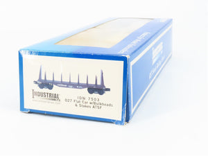 O27 Gauge 3-Rail Industrial Rail IDM 7503 ATSF Santa Fe Bulkhead Flat Car #92993