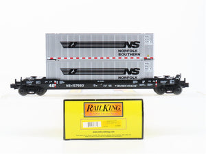 O Gauge 3-Rail MTH RailKing 30-76009 NS Husky Stack Car #157683 w/ Containers