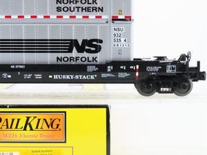 O Gauge 3-Rail MTH RailKing 30-76009 NS Husky Stack Car #157683 w/ Containers