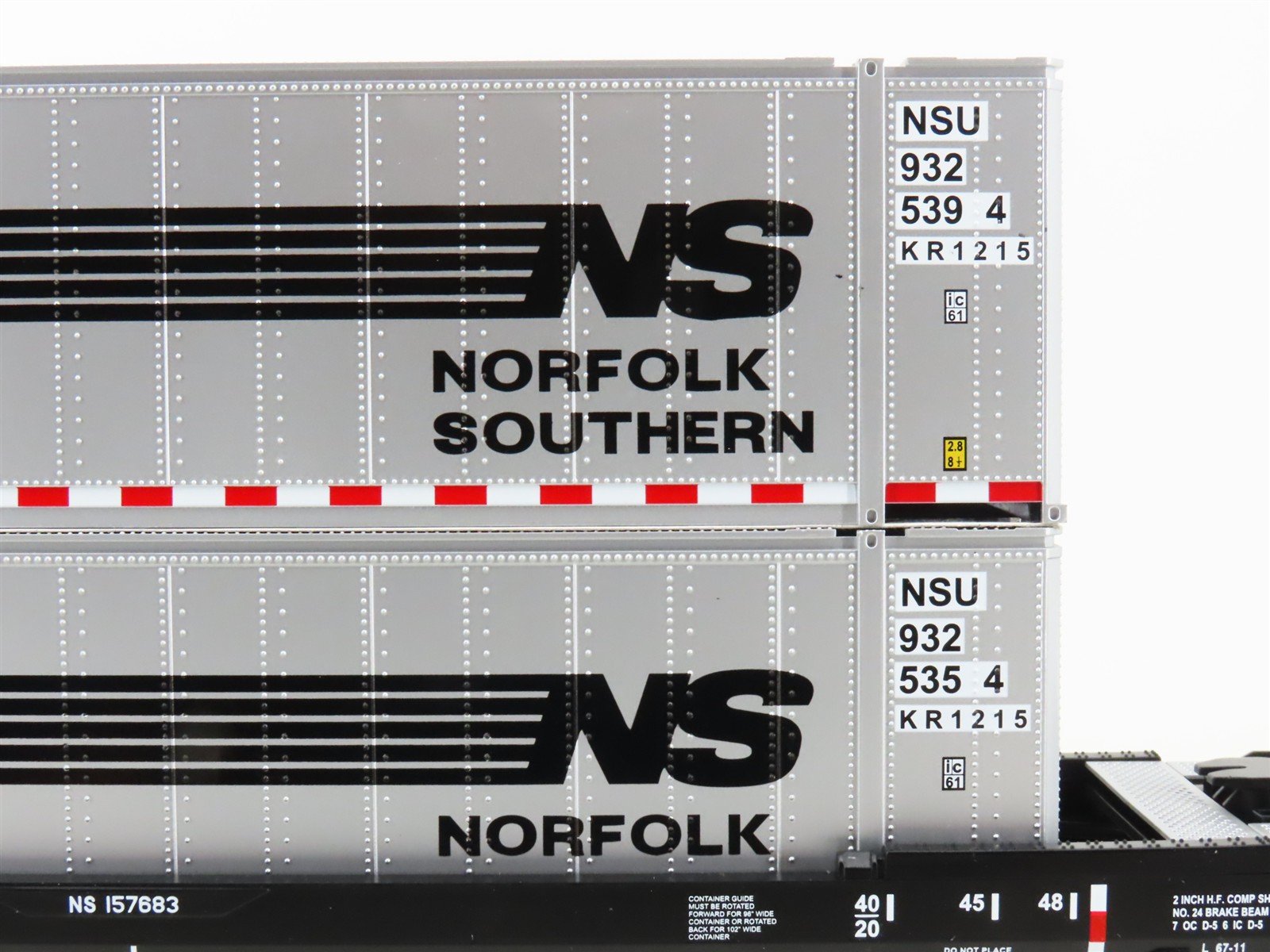 O Gauge 3-Rail MTH RailKing 30-76009 NS Husky Stack Car #157683 w/ Containers