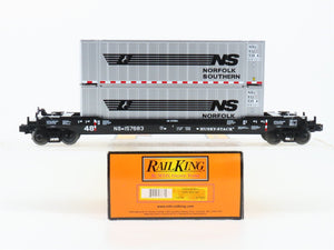 O Gauge 3-Rail MTH RailKing 30-76009 NS Husky Stack Car #157683 w/ Containers