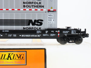 O Gauge 3-Rail MTH RailKing 30-76009 NS Husky Stack Car #157683 w/ Containers