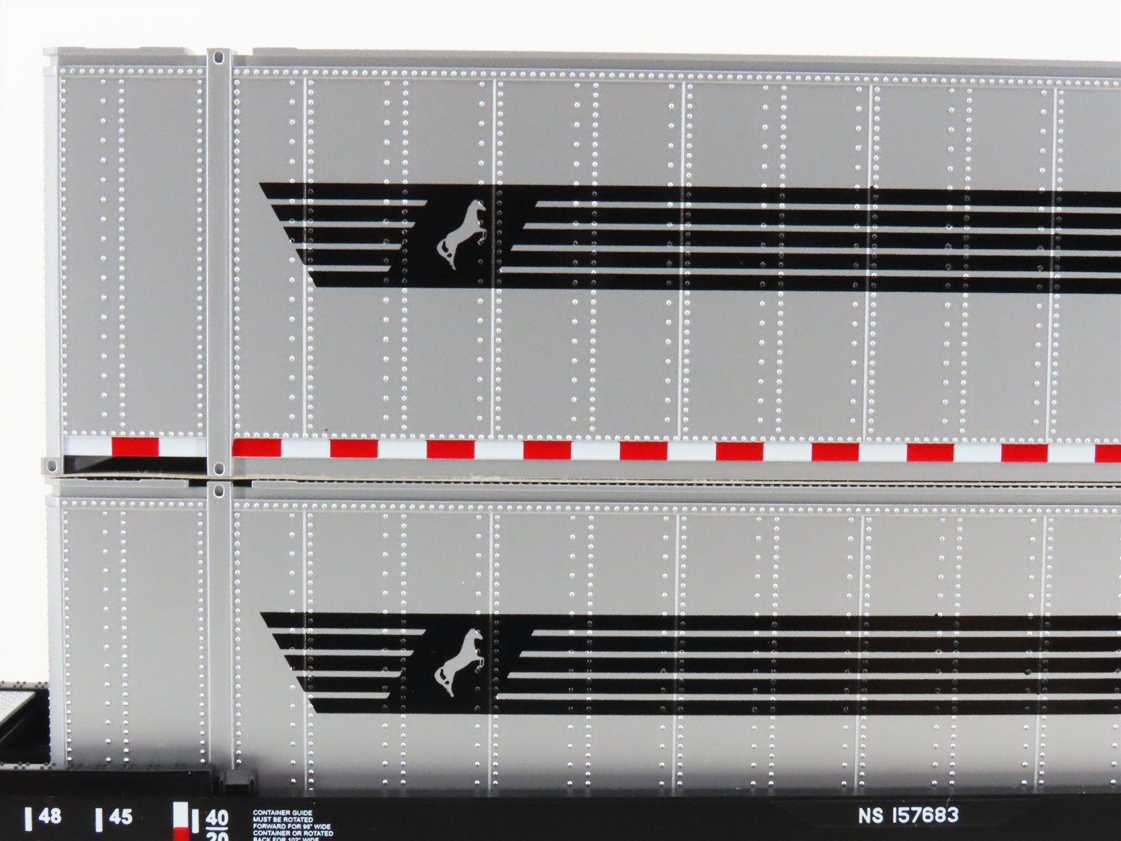 O Gauge 3-Rail MTH RailKing 30-76009 NS Husky Stack Car #157683 w/ Containers