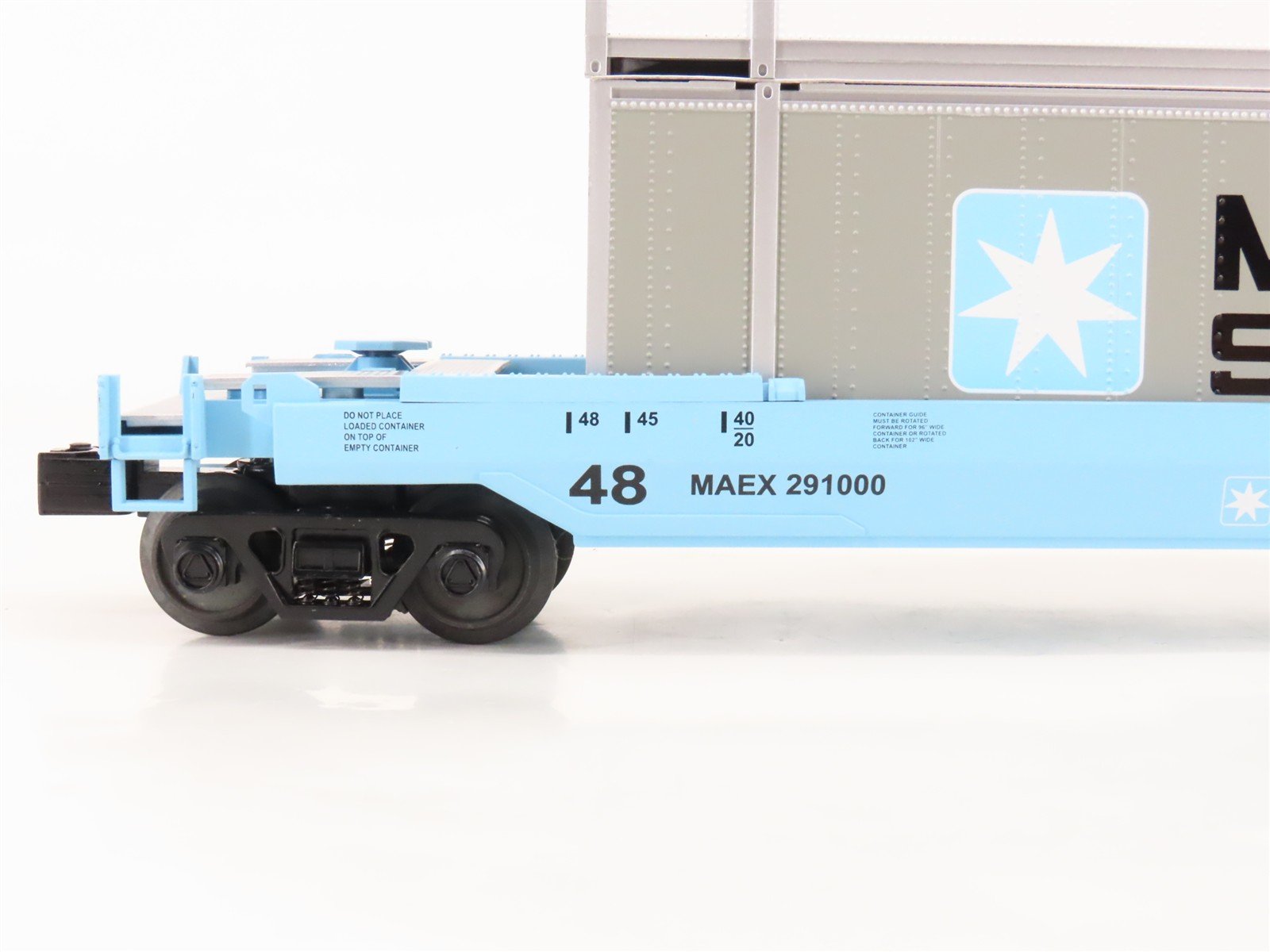 O 3-Rail MTH RailKing 30-76009 MAEX Maersk Husky Stack Car #291000 w/ Containers