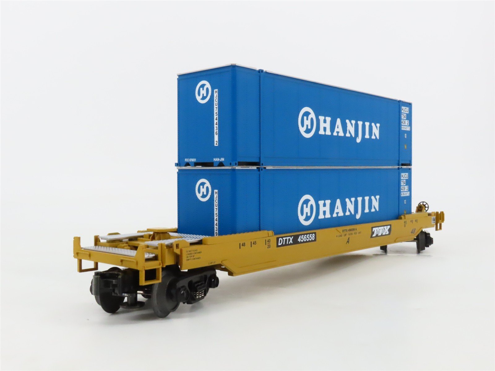O Gauge 3-Rail MTH Rail King 30-7643 DTTX Hanjin Husky Stack Car #456558