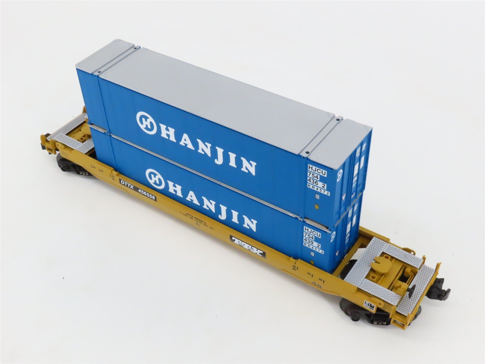 O Gauge 3-Rail MTH Rail King 30-7643 DTTX Hanjin Husky Stack Car #456558