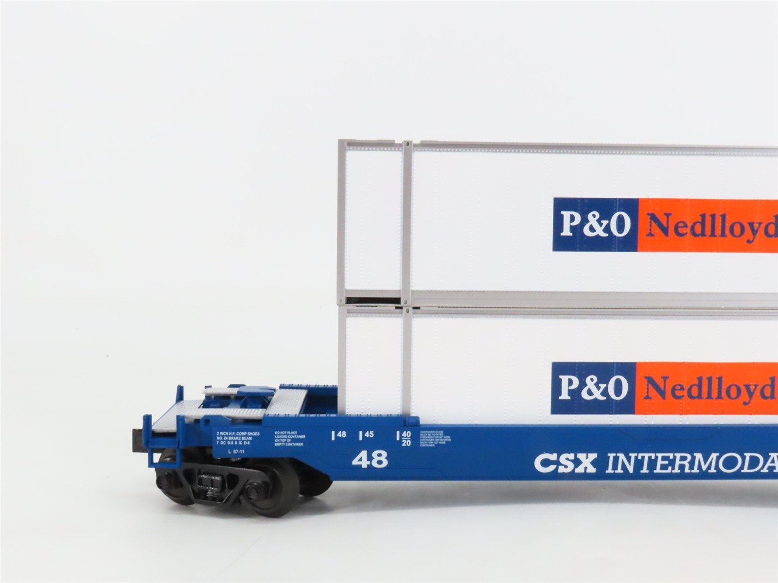O Gauge 3-Rail MTH Rail King 30-76296 CSX Husky Stack Car w/ P&O Containers