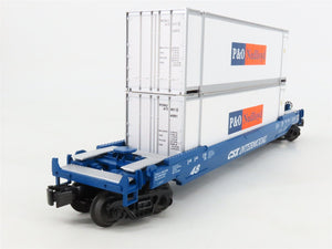 O Gauge 3-Rail MTH Rail King 30-76296 CSX Husky Stack Car w/ P&O Containers