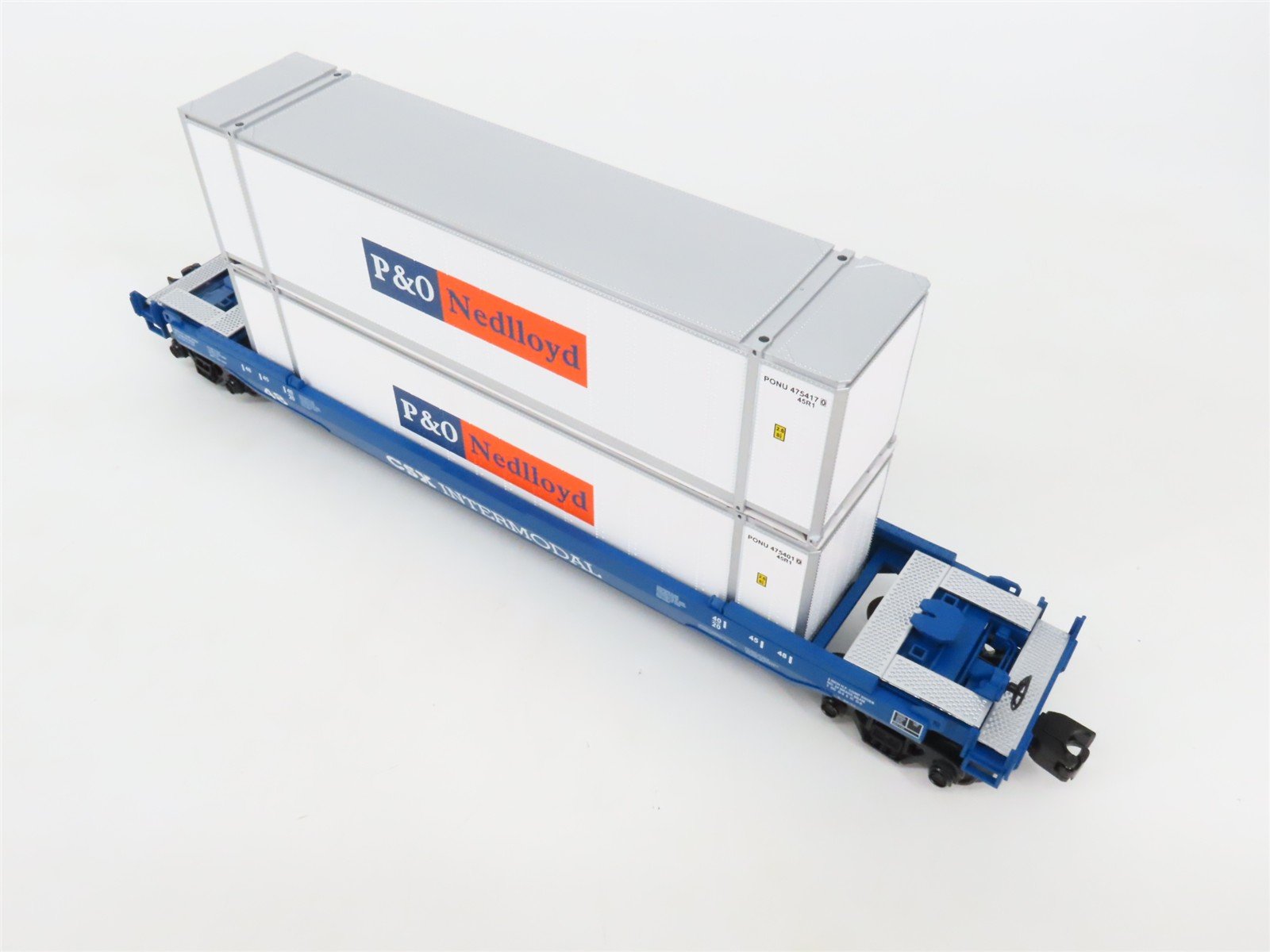O Gauge 3-Rail MTH Rail King 30-76296 CSX Husky Stack Car w/ P&O Containers