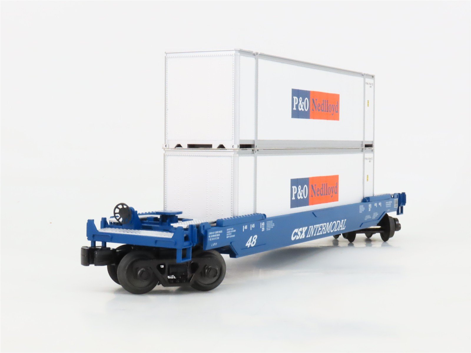 O Gauge 3-Rail MTH Rail King 30-76296 CSX Husky Stack Car w/ P&O Containers