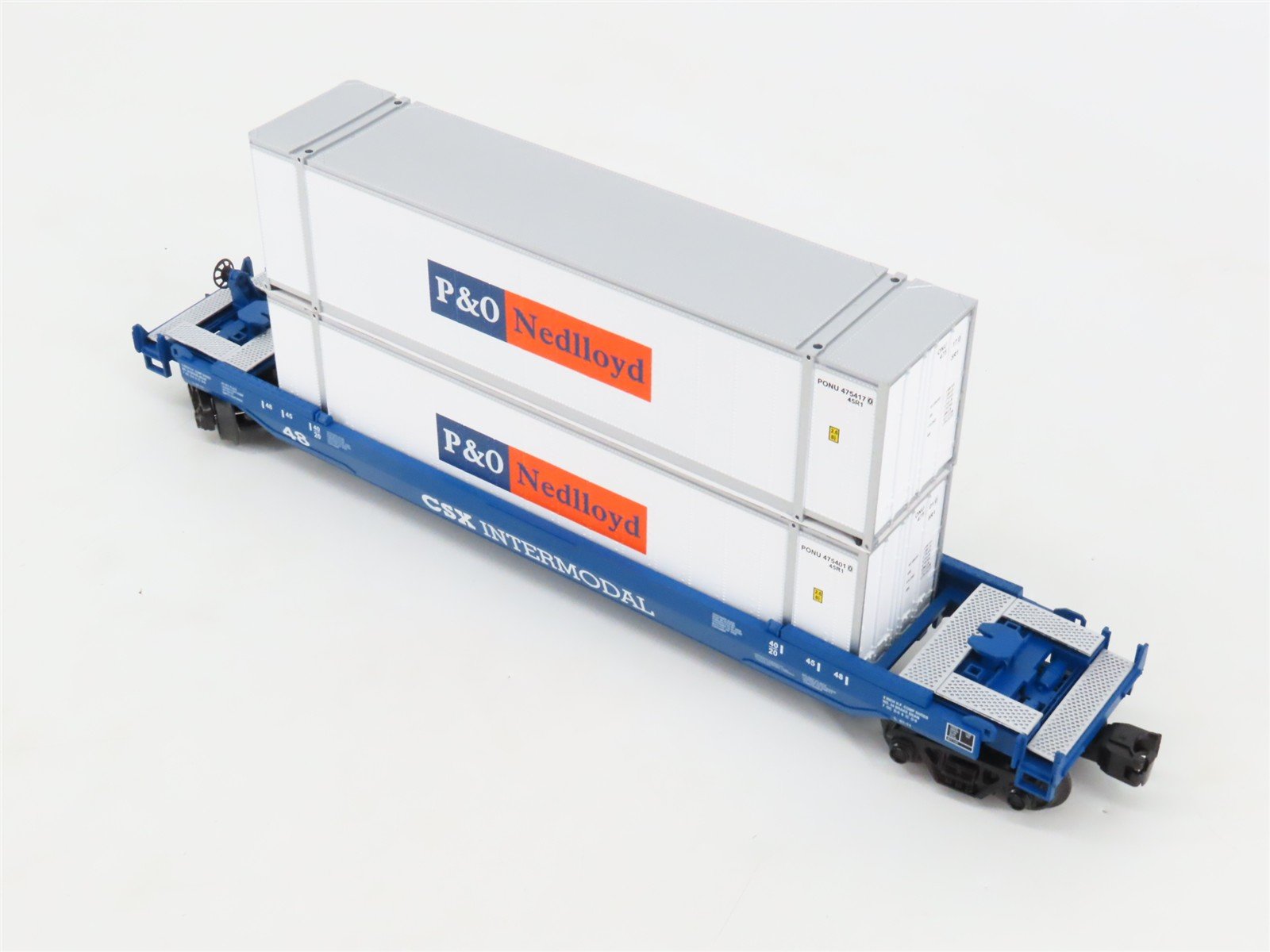 O Gauge 3-Rail MTH Rail King 30-76296 CSX Husky Stack Car w/ P&O Containers