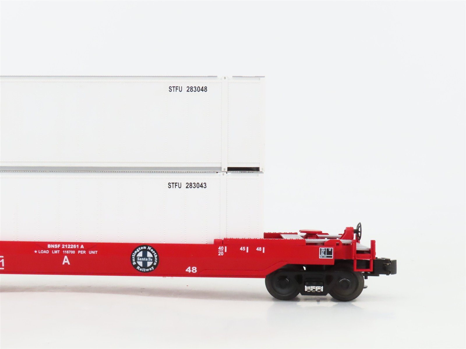 O Gauge 3-Rail MTH Rail King 30-7644 BNSF/ATSF Husky Stack Car #212261
