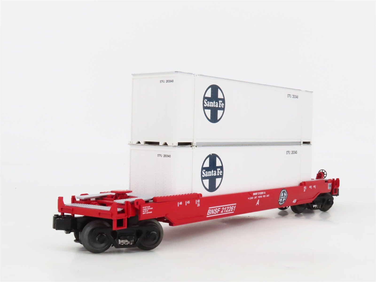 O Gauge 3-Rail MTH Rail King 30-7644 BNSF/ATSF Husky Stack Car #212261