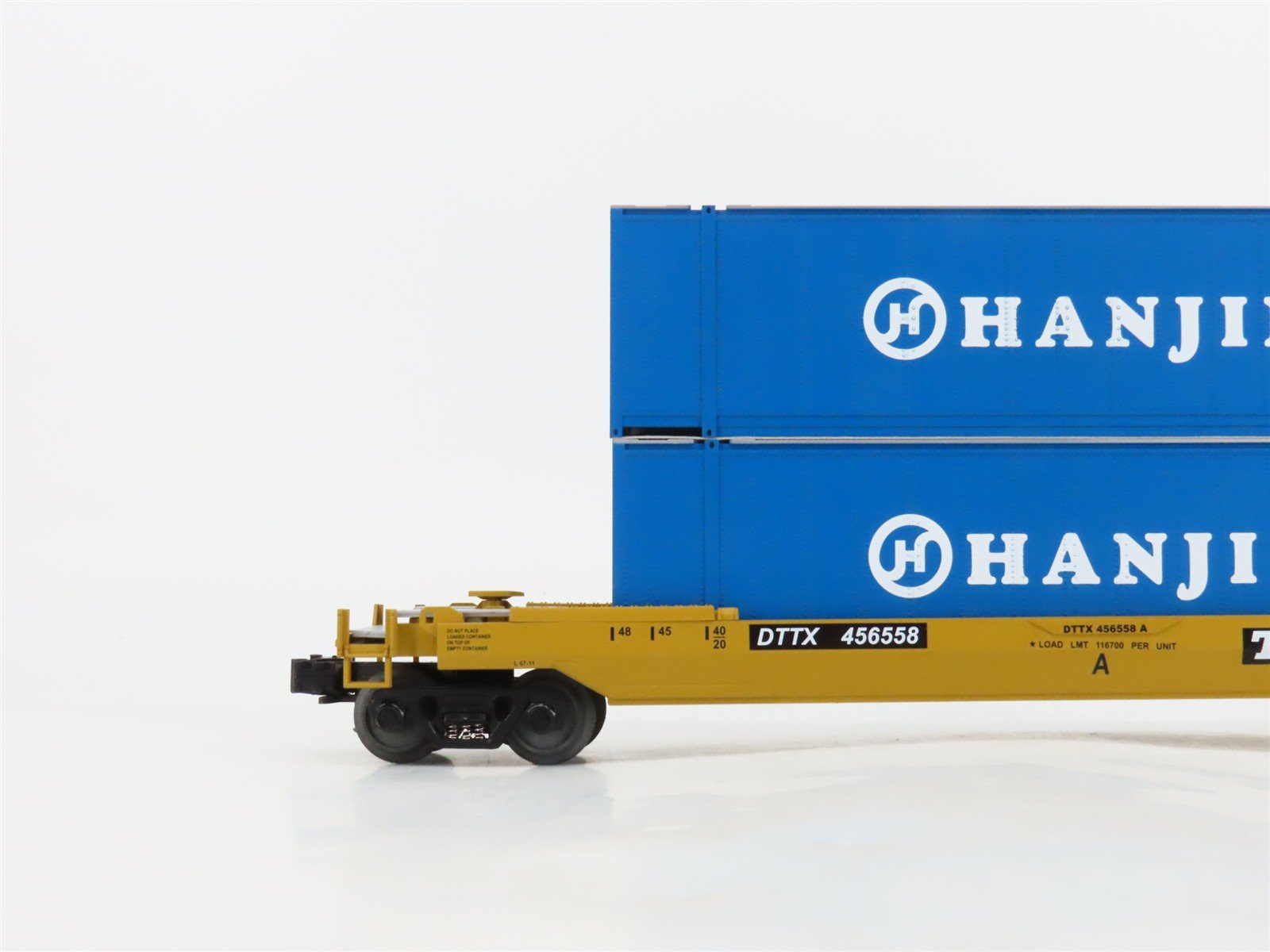 O Gauge 3-Rail MTH Rail King 30-7643 DTTX Hanjin Husky Stack Car #456558