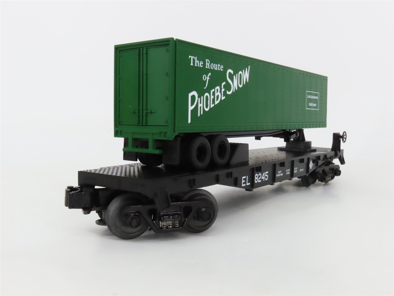 O Gauge 3-Rail MTH Rail King 30-7683 EL Erie Lackawanna Flat Car #8245 w/Trailer