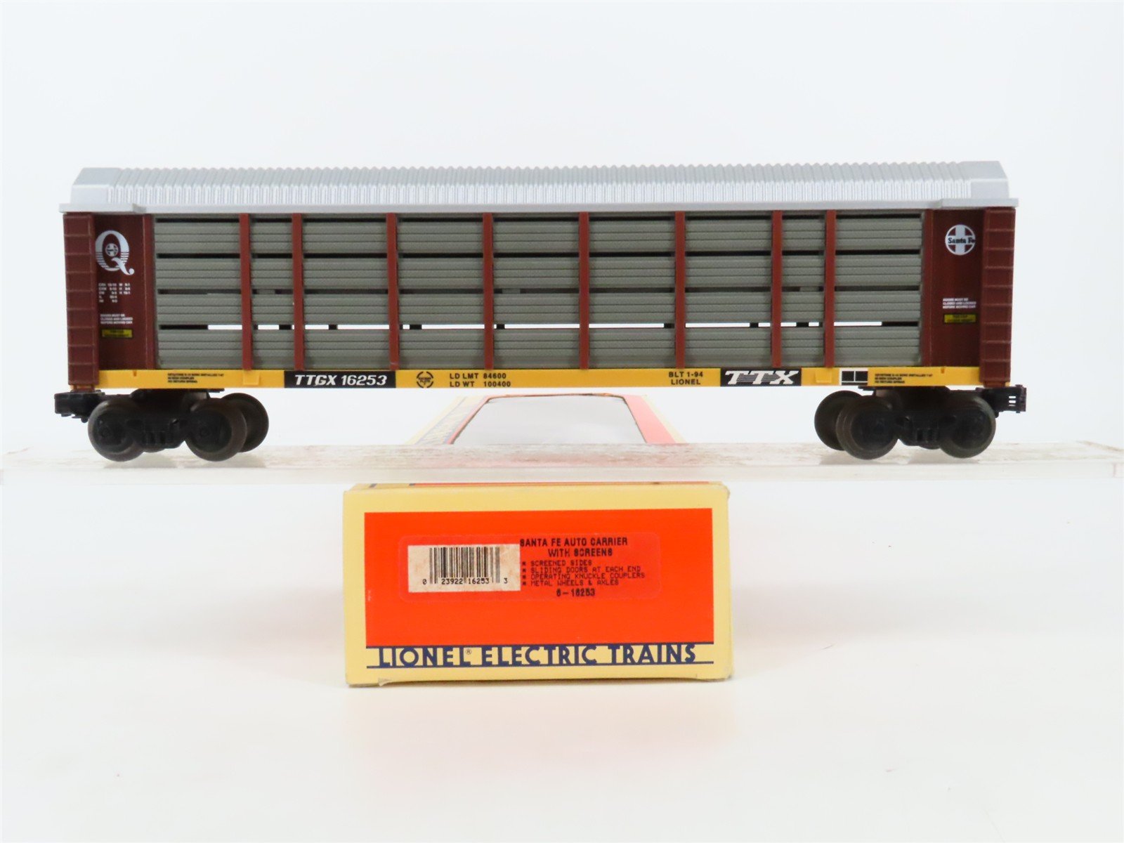 O Gauge 3-Rail Lionel 6-16253 TTGX TTX ATSF Santa Fe Auto Carrier #16253