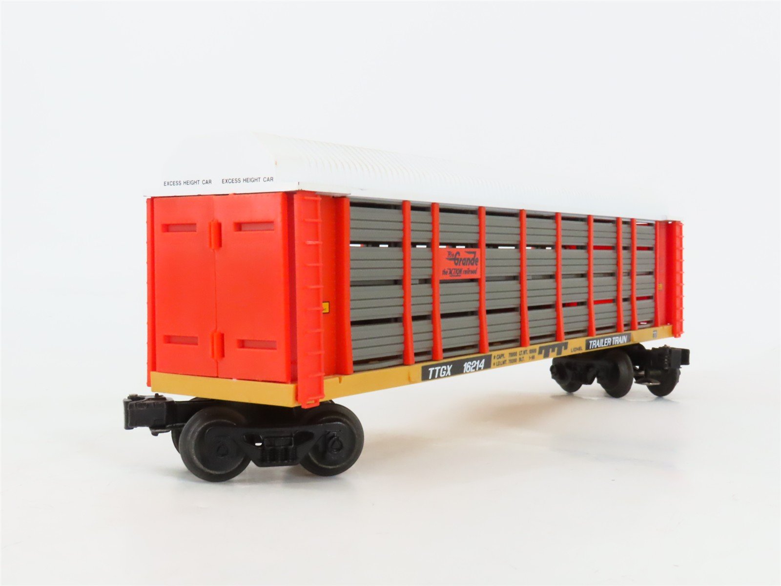 O Gauge 3-Rail Lionel TTGX Trailer Train D&RGW Rio Grande Auto Carrier #16214