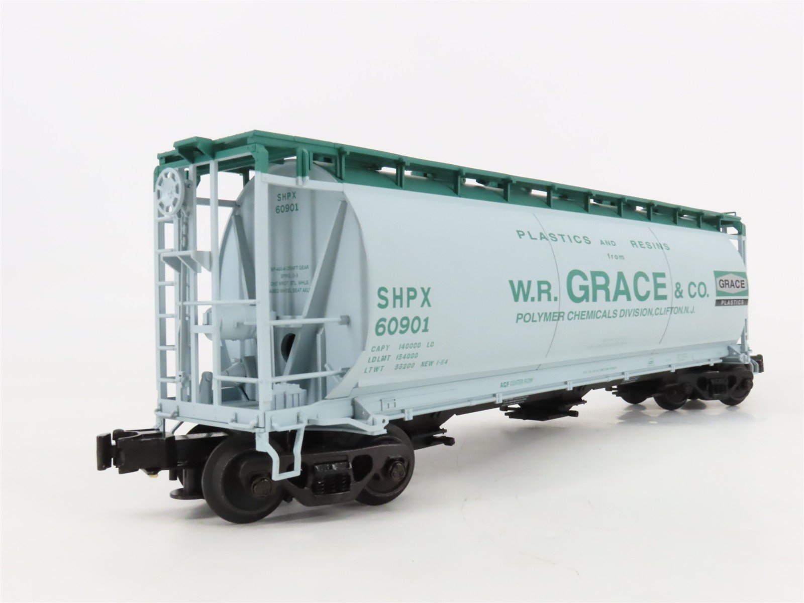 O Gauge 3-Rail Atlas 6306-3 SHPX W.R. Grace & Co 3-Bay Cylindrical Hopper #60901