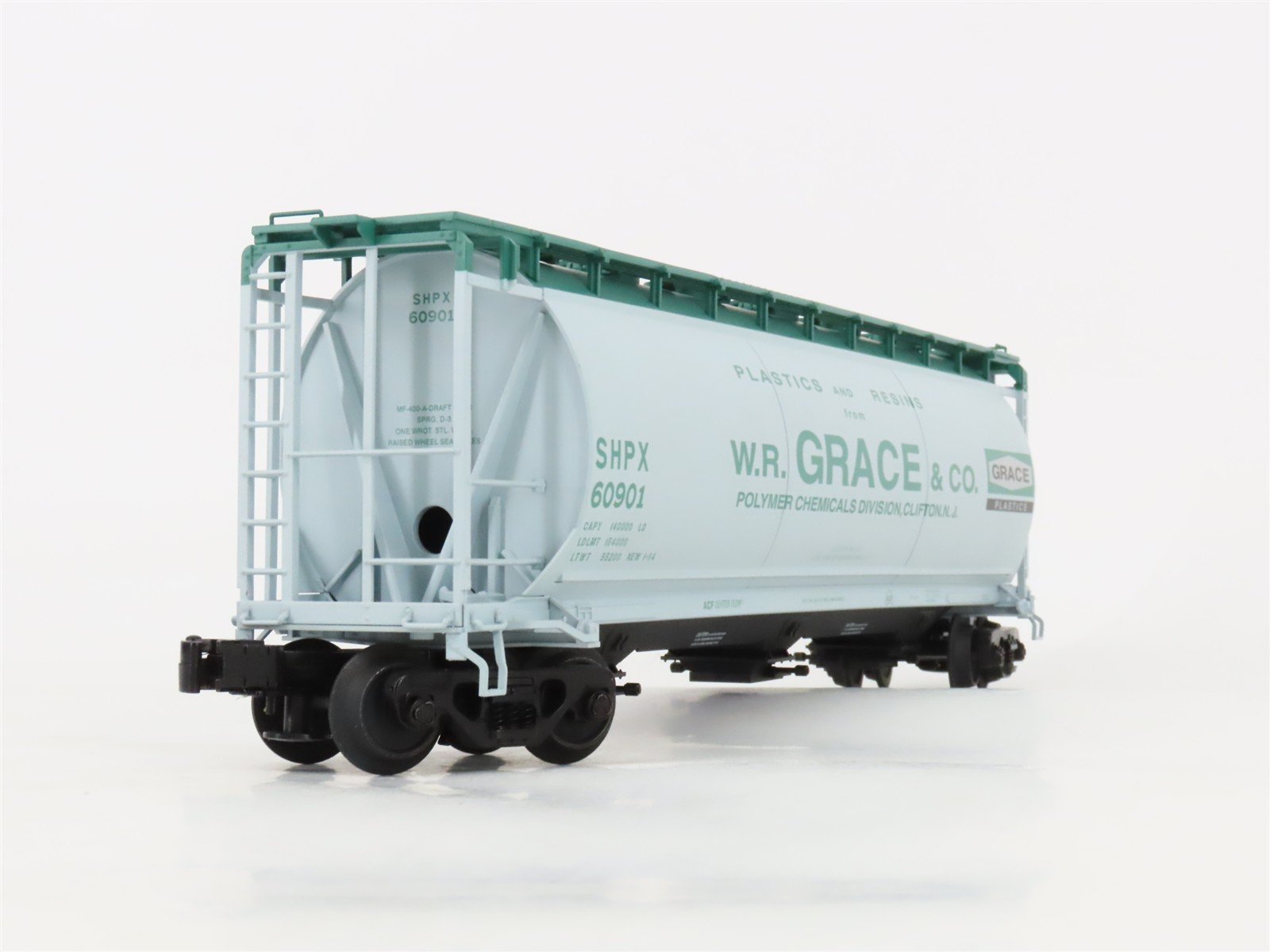 O Gauge 3-Rail Atlas 6306-3 SHPX W.R. Grace & Co 3-Bay Cylindrical Hopper #60901