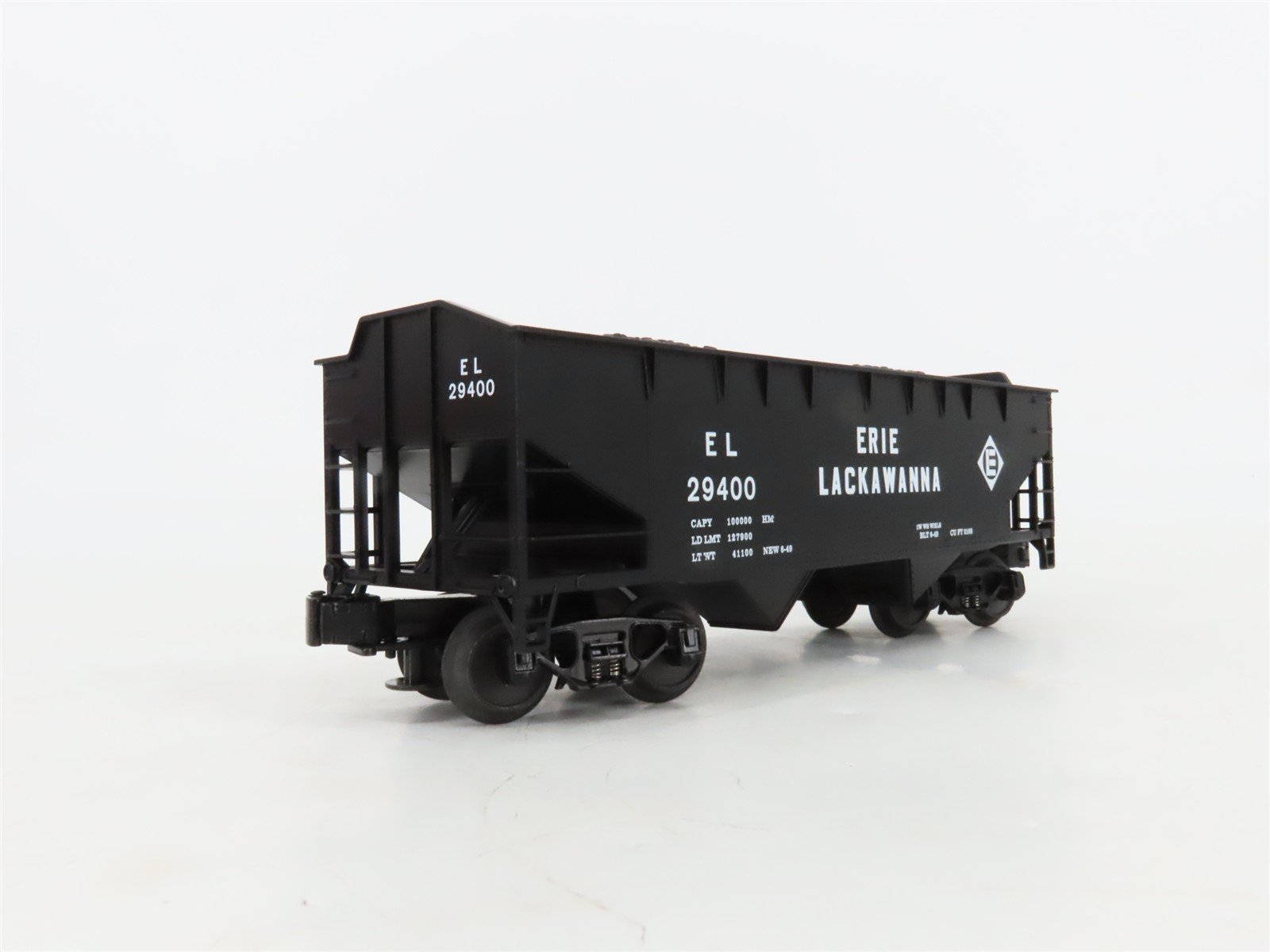 O Gauge 3-Rail MTH 20-97451 EL Erie Lackawanna 2-Bay Offset Hopper #29400