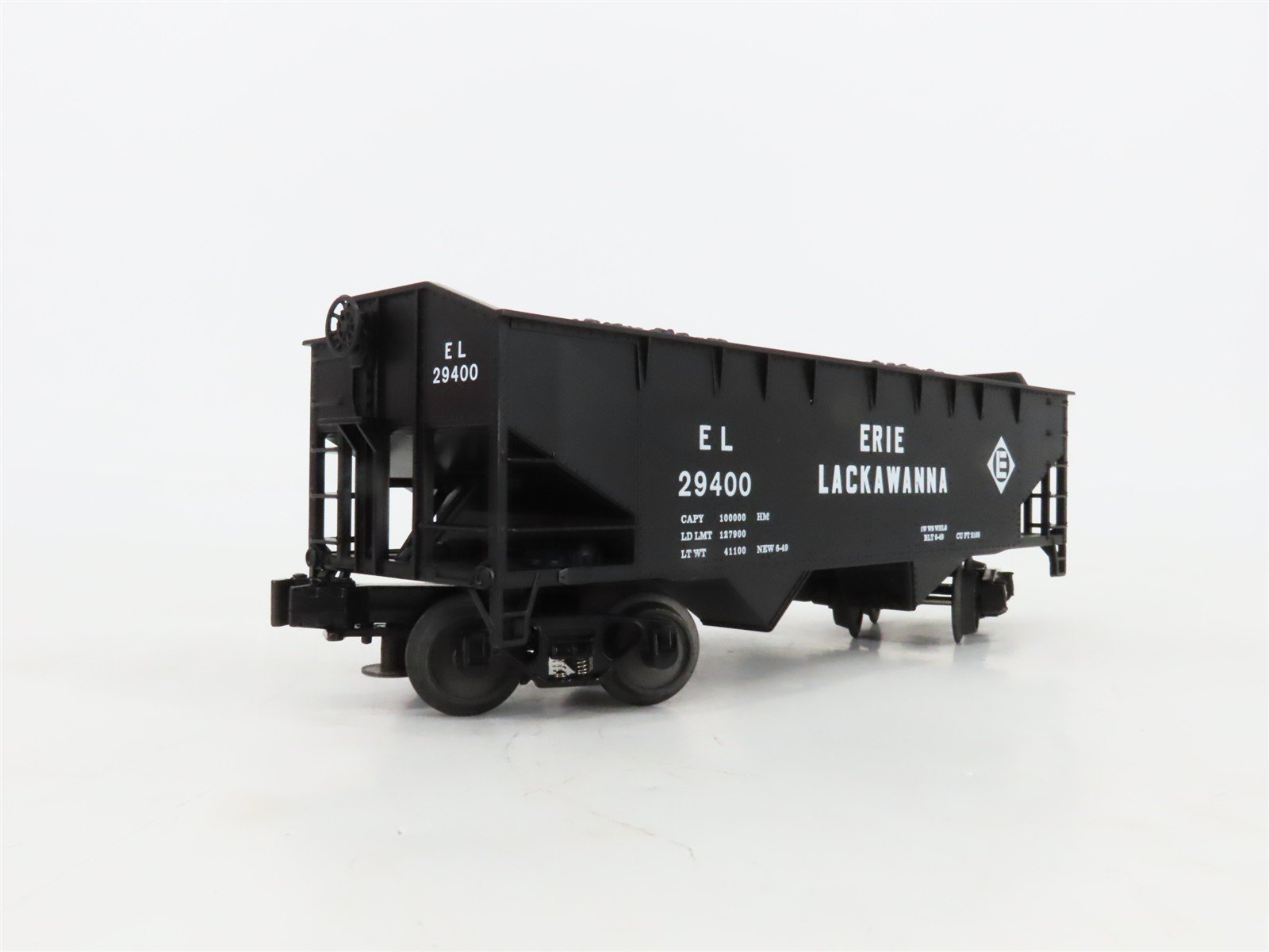 O Gauge 3-Rail MTH 20-97451 EL Erie Lackawanna 2-Bay Offset Hopper #29400