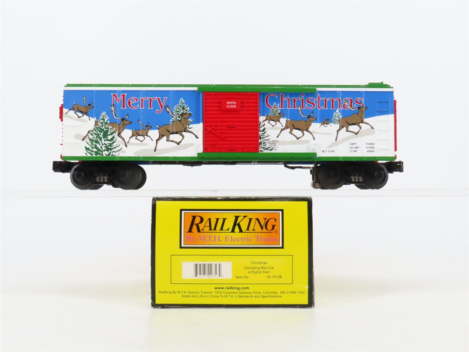 O Gauge 3-Rail MTH Rail King 30-79126 Christmas Operating Box Car w/ Signal Man