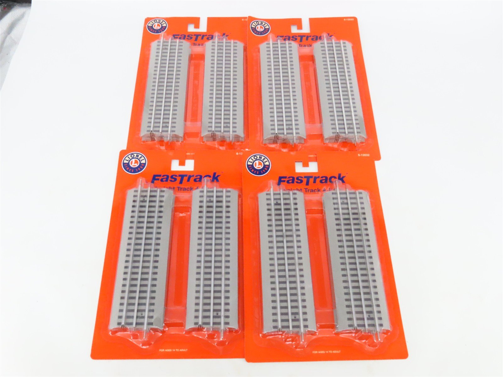 LOT of 4 O Gauge 3-Rail Lionel 6-12032 FasTrack Straight Track 4-Piece Packs