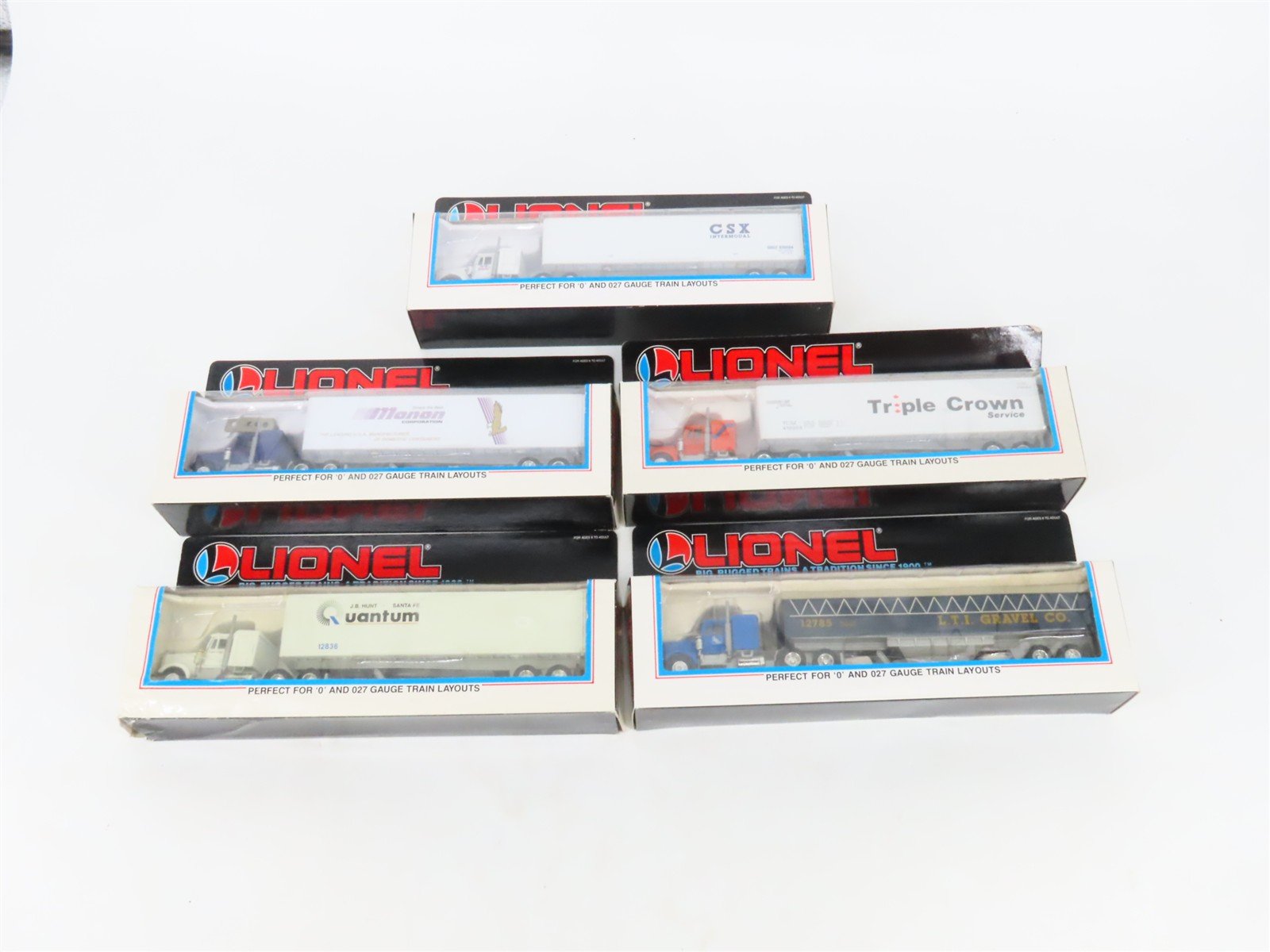 LOT of 5 O Scale Lionel Assorted Semi Truck & Trailers
