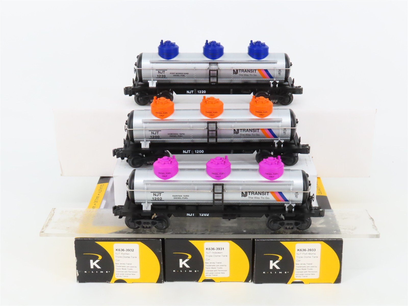 O Gauge 3-Rail K-Line K636-3931A NJT Transit 3-Dome Tankcar 3-Car Pack