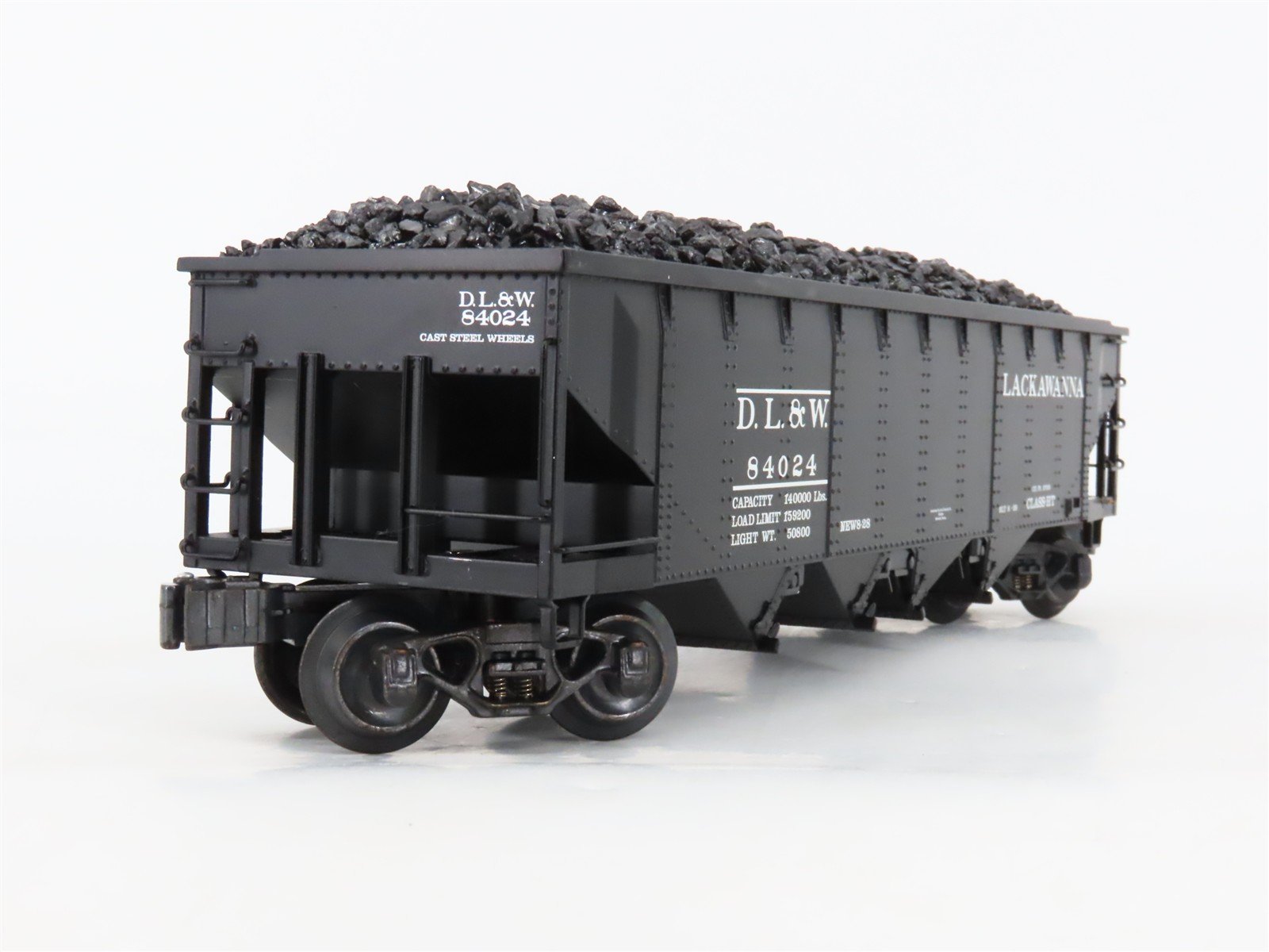 O Gauge 3-Rail K-Line K623-1472 D&LW Lackawanna 4-Bay Hopper Cars w/Loads