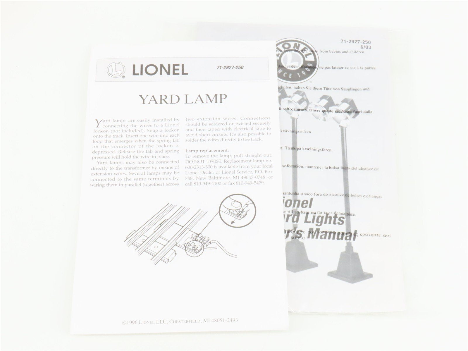 LOT of 2 O Scale Lionel 6-12927 #65 3 Yard Light Packs