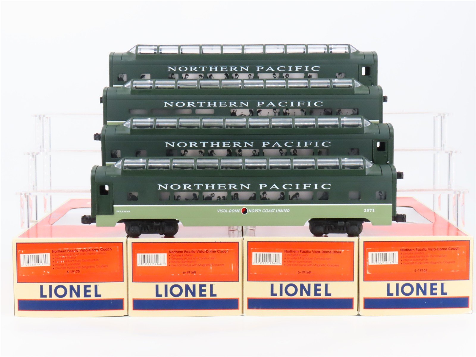 O Gauge 3-Rail Lionel NP Northern Pacific Vista Dome Passenger 4-Car Set