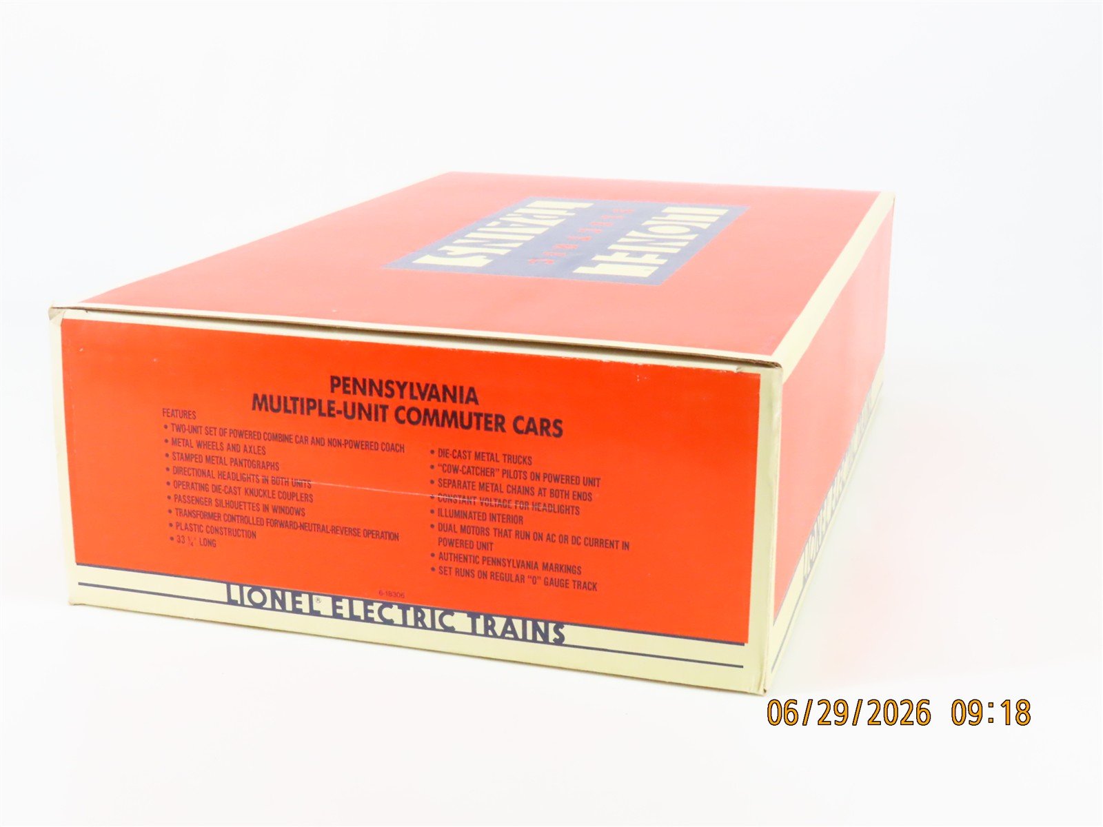 O Gauge 3-Rail Lionel 6-18306 PRR Pennsylvania Commuter Passenger 2-Car Set