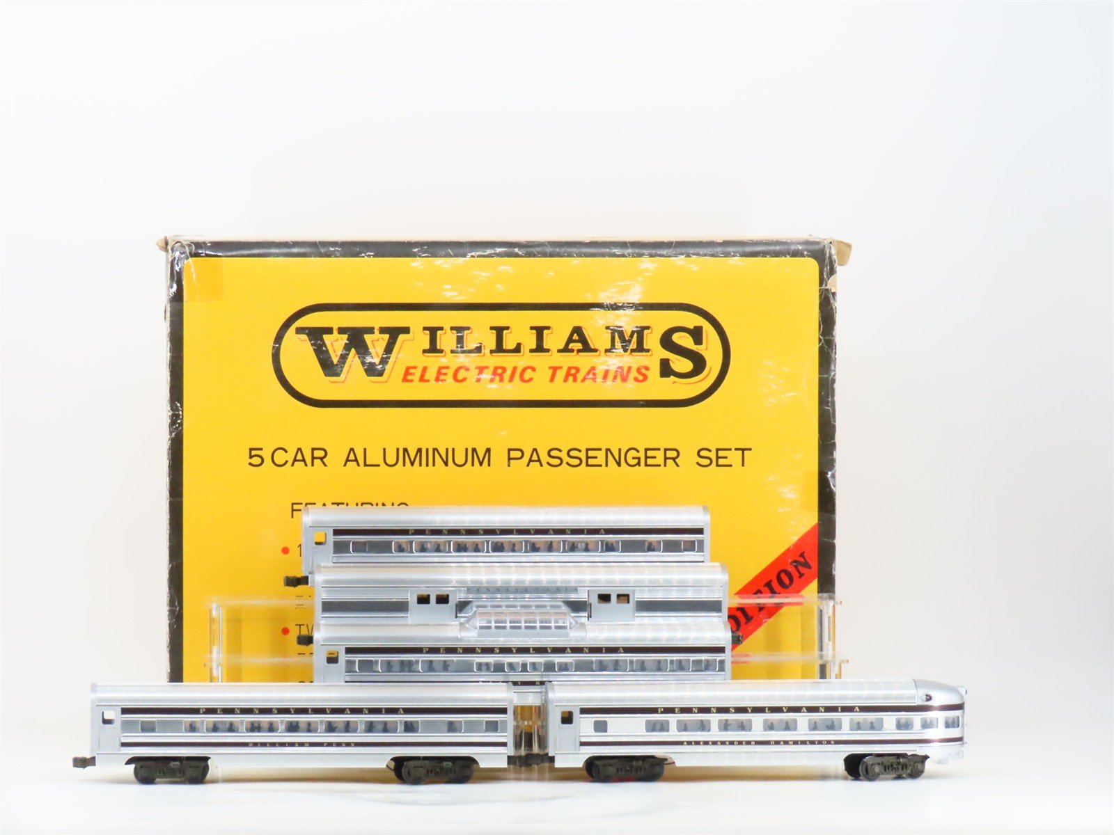 O Gauge 3-Rail Williams 2601 PRR Pennsylvania Aluminum Passenger 5-Car Set