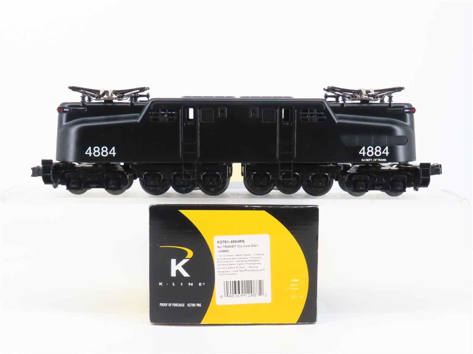 O 3-Rail Semi-Scale K-Line K2751-4884RS NJ Transit GG1 Electric #4884 TMCC/Sound