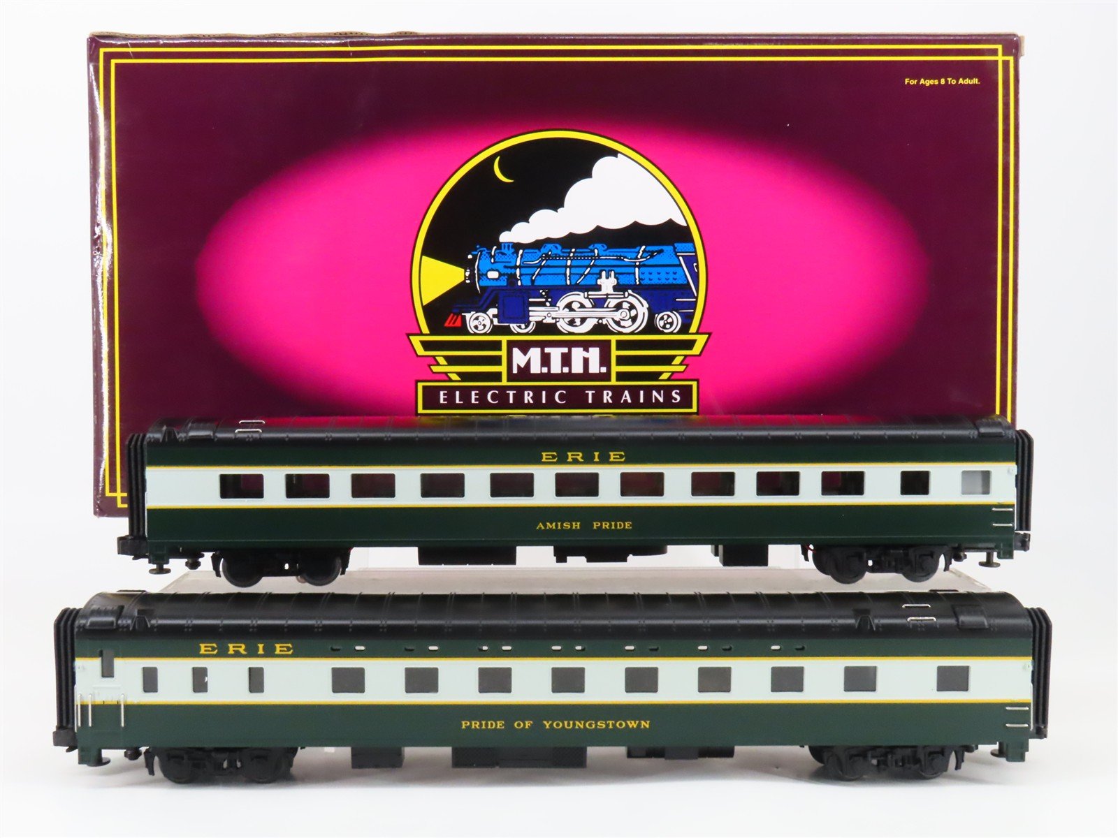O Gauge 3-Rail MTH 20-6660 Erie Streamlined Sleeper/Diner Passenger Set