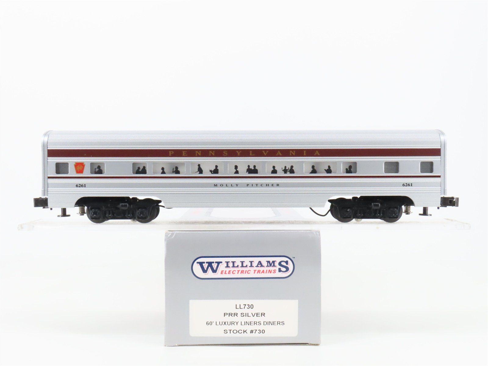 O 3-Rail Williams LL730 PRR Luxury Liner 60' Aluminum Diner Passenger #6261