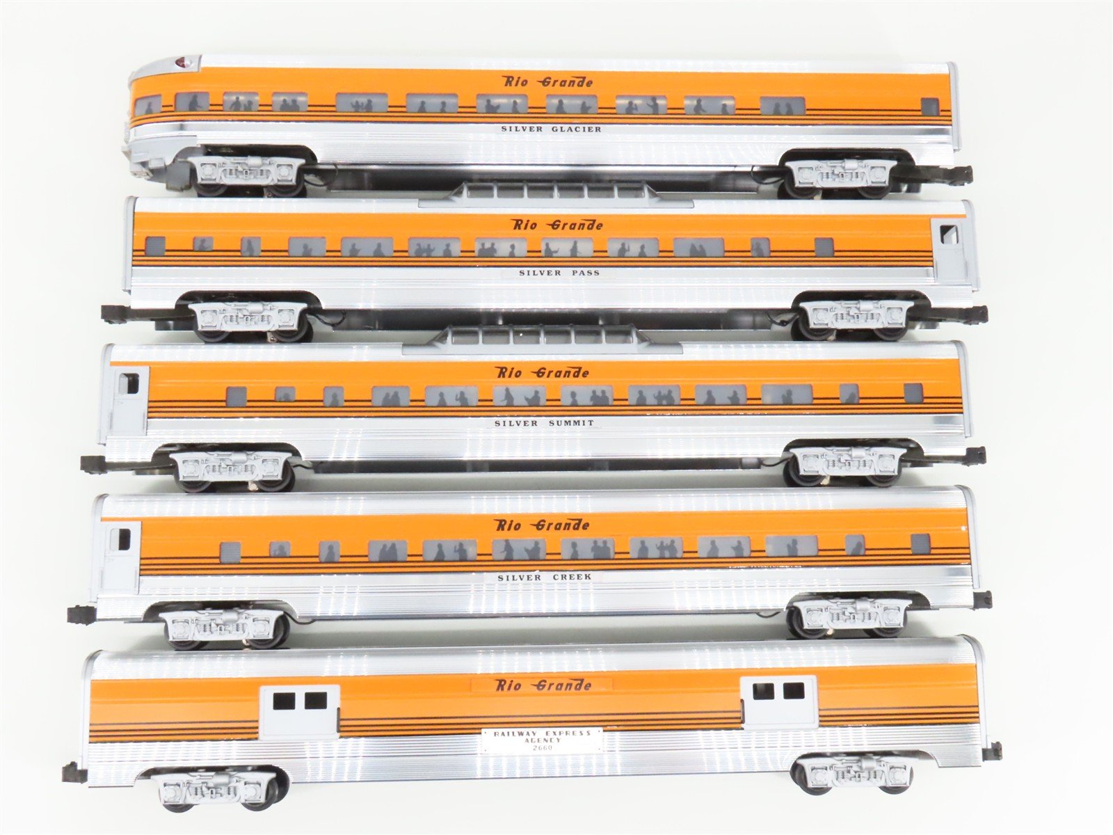 O Gauge 3-Rail Weaver Aluminum D&RGW Rio Grande Passenger 5-Car Set