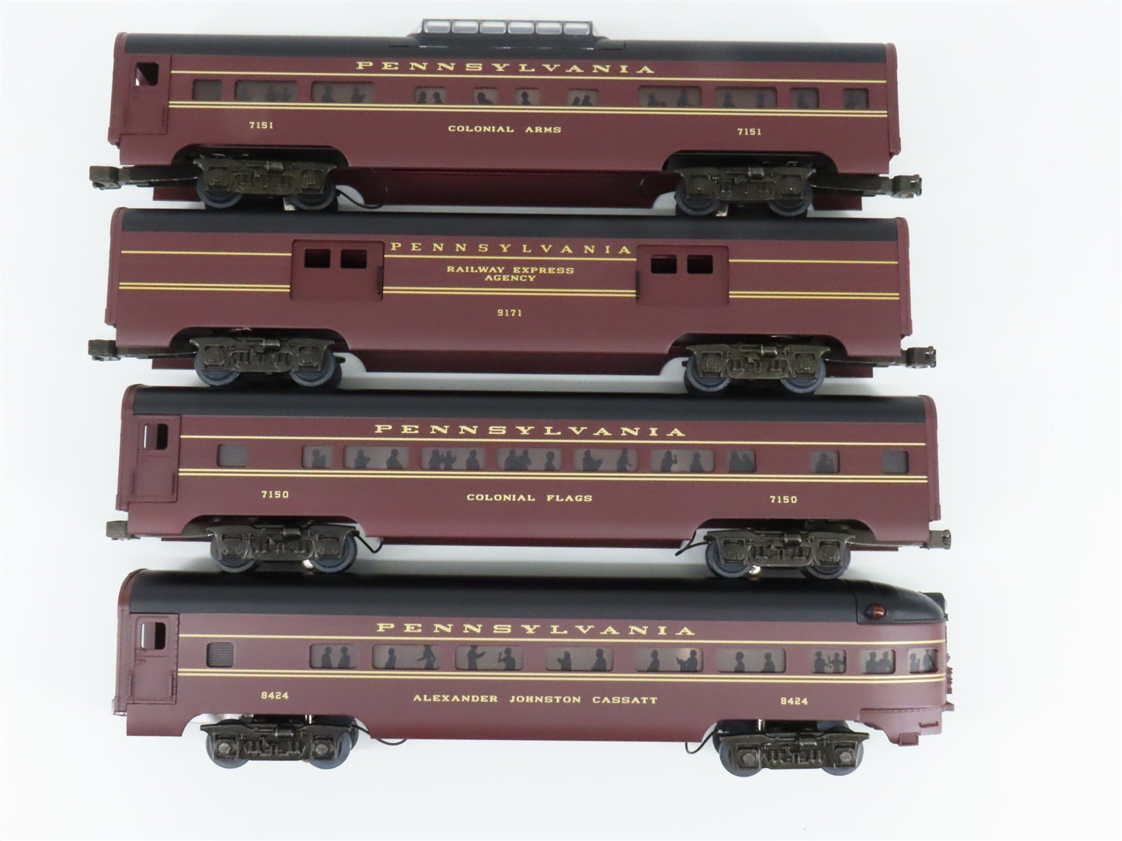 O Gauge 3-Rail MTH MT-6017 PRR Pennsylvania Aluminum Passenger 4-Car Set