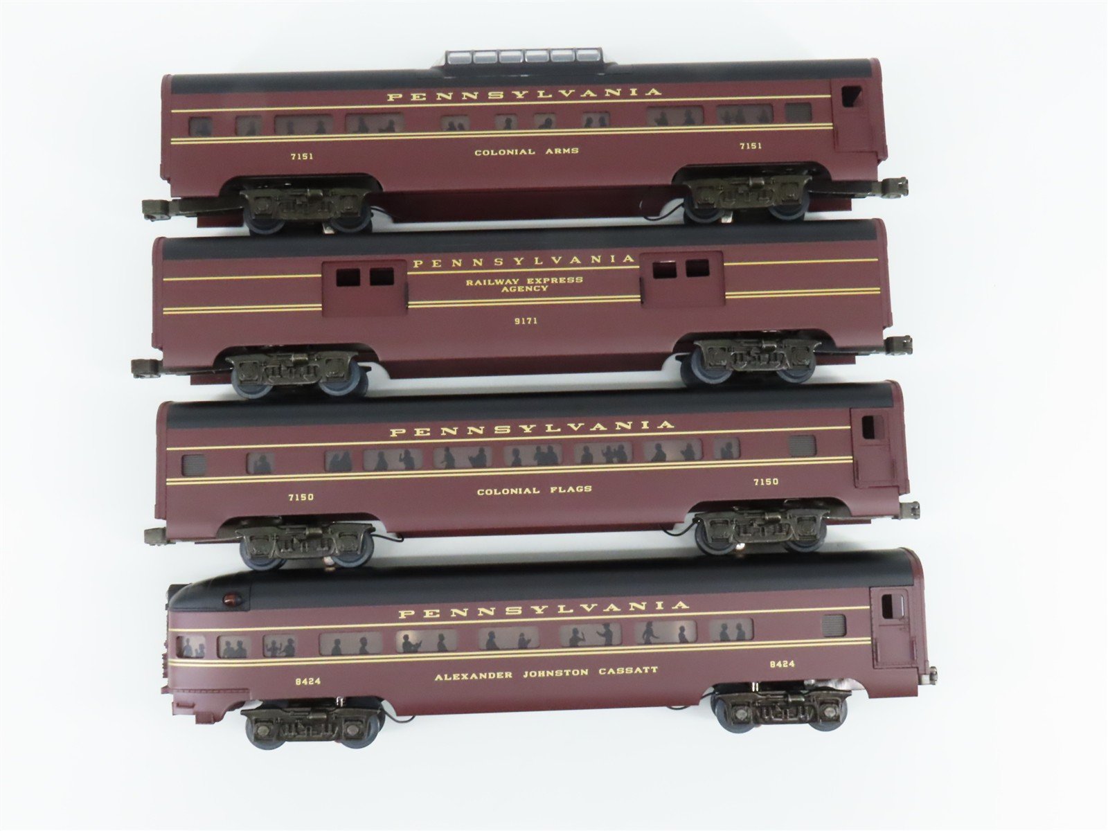O Gauge 3-Rail MTH MT-6017 PRR Pennsylvania Aluminum Passenger 4-Car Set