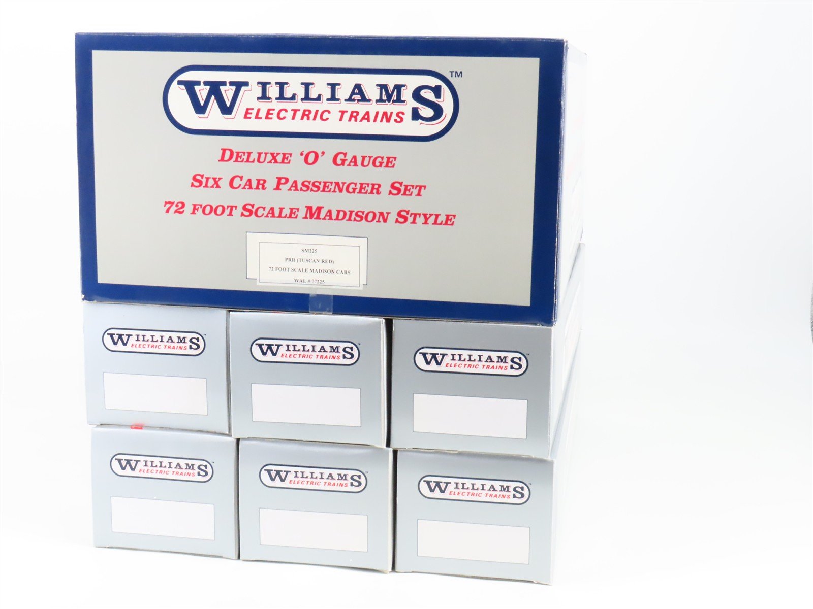 O 3-Rail Williams SM225 PRR Broadway Limited 72' Madison Passenger 6-Car Set
