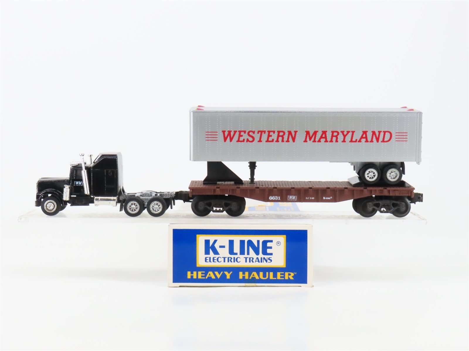 O Gauge 3-Rail K-Line WM Western Maryland Flat Car #6631 w/ Tractor Trailer