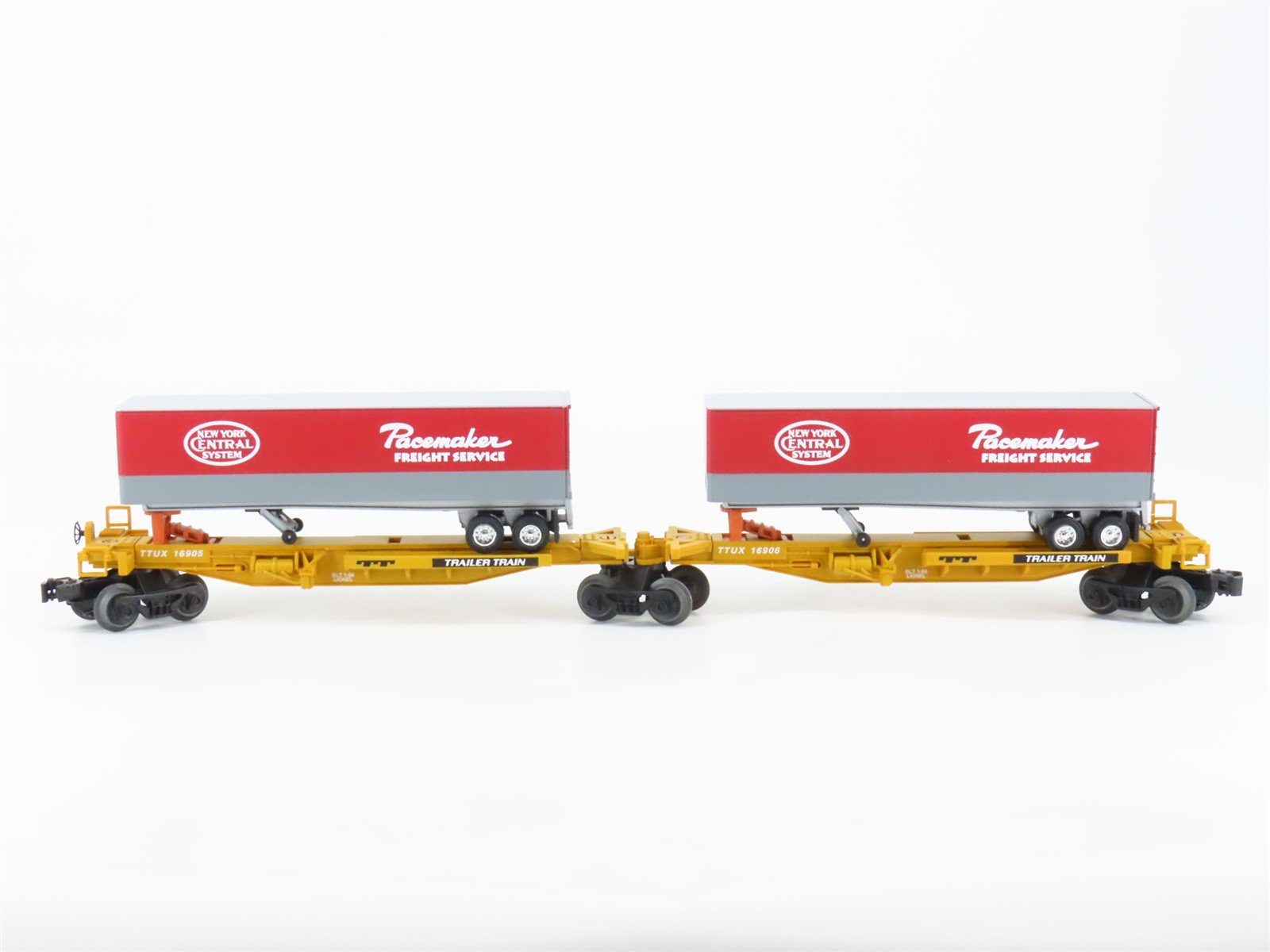 O Gauge 3-Rail Lionel 6-16904 TTUX NYC New York Central Flat Car w/ Trailers