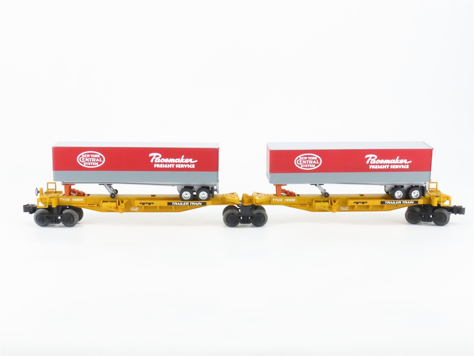 O Gauge 3-Rail Lionel 6-16904 TTUX NYC New York Central Flat Car w/ Trailers