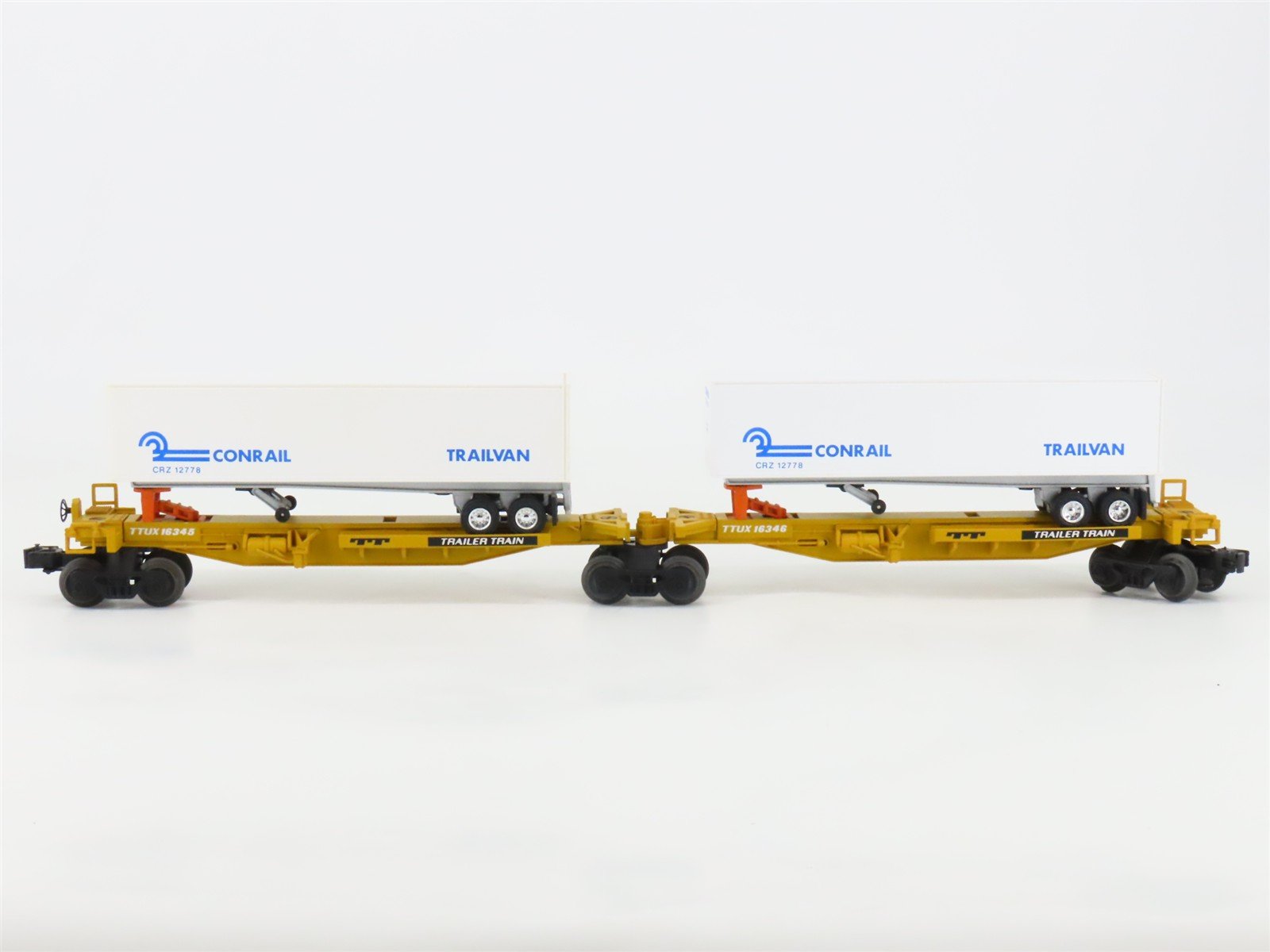 O Gauge 3-Rail Lionel TTUX Trailer Train Flat Car w/ CR Conrail Trailers